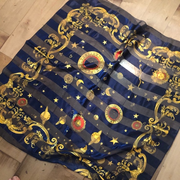 Vintage Accessories - Vintage luxurious Celestial Silk Scarf